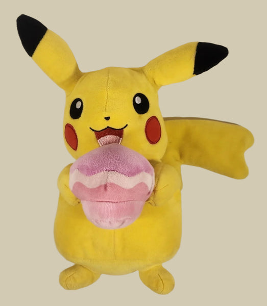 Nintendo Pokemon Pikachu Holding Pink Cupcake 9" Tall Stuffed Plush Toy