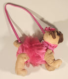 Poochie & Co Brown Dog Pink Confetti Outfit 12" Stuffed Plush Purse Toy