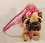 Poochie & Co Brown Dog Pink Confetti Outfit 12" Stuffed Plush Purse Toy