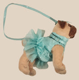 Poochie & Co Brown Dog Blue Green Confetti Outfit 12" Stuffed Plush Purse Toy