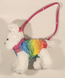 Poochie & Co White Dog Rainbow Confetti Outfit 11" Stuffed Plush Purse Toy