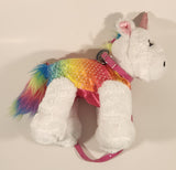 Poochie & Co White Unicorn Rainbow Confetti Outfit 13" Stuffed Plush Purse Toy