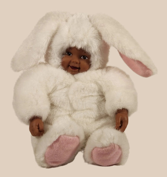 Uni Max Toys Anne Geddes Baby in White Bunny Costume 6 1/2" Tall Doll Toy