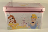 Disney Princess Cinderella Snow White Aurora Belle Plastic Tote Bin Storage Box Container