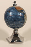 Inlaid Gem Stone Covered Blue Earth World Globe 5 1/2" Tall Desk Model