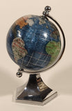 Inlaid Gem Stone Covered Blue Earth World Globe 5 1/2" Tall Desk Model