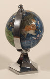 Inlaid Gem Stone Covered Blue Earth World Globe 5 1/2" Tall Desk Model