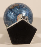 Inlaid Gem Stone Covered Blue Earth World Globe 5 1/2" Tall Desk Model