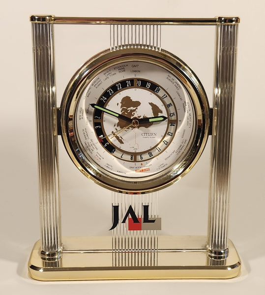 Rare Citizen JAL Japan Airlines Times In Cities Around The World Desk Alarm Clock with Glow In The Dark Hands Model 4RW603