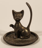 Vintage MCM Cat Silver Plated Zing Ring Holder with Blue Velvet Bottom