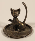 Vintage MCM Cat Silver Plated Zing Ring Holder with Blue Velvet Bottom