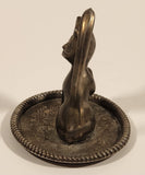 Vintage MCM Cat Silver Plated Zing Ring Holder with Blue Velvet Bottom