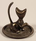 Vintage MCM Cat Silver Plated Zing Ring Holder with Blue Velvet Bottom
