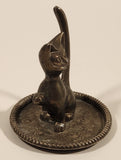 Vintage MCM Cat Silver Plated Zing Ring Holder with Blue Velvet Bottom
