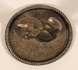 Vintage MCM Cat Silver Plated Zing Ring Holder with Blue Velvet Bottom