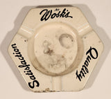 Vintage Mid Century At Wosk's Satisfaction Quality White Porcelain Enamel Ashtray