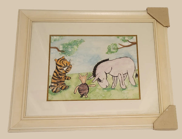 Original Winnie The Pooh, Piglet, Tigger and Eeyore Hand Painted Water Color Painting