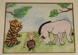 Original Winnie The Pooh, Piglet, Tigger and Eeyore Hand Painted Water Color Painting