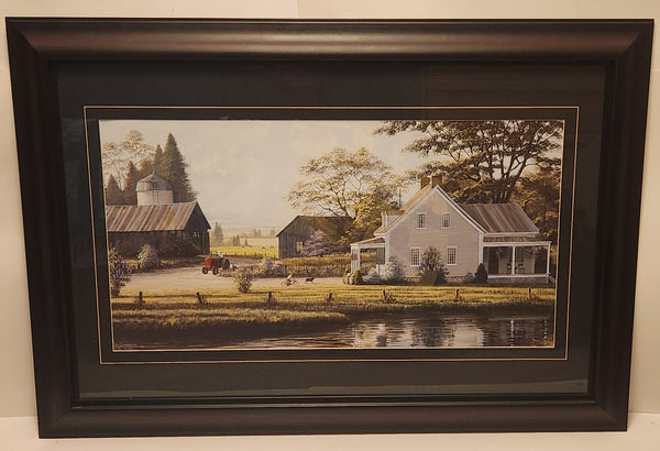 Bill Saunders The Red Tractor Large 32 1/4" x 46" Framed Art Print Painting