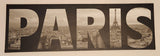 Paris Letters City View with Eiffel Tower Black and White 15" x 47" Canvas Art Print