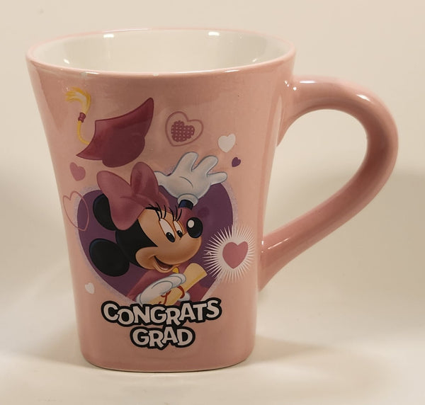Kcare Disney Minnie Mouse Congrats Grad Pink 4 1/2" Tall Embossed Ceramic Coffee Mug Cup
