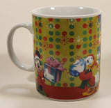 Disney Mickey Mouse Pluto Goofy Donald Duck Christmas Themed 3 3/4" Tall Ceramic Coffee Mug Cup