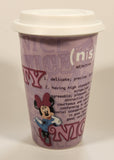 Disney Parks Minnie Mouse Daisy Duck Naughty Nice 6" Tall Ceramic Travel Coffee Mug Cup with Lid