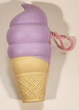 Light Purple Ice Cream Cone 6 1/2" Silicone Purse Key Chain Clip On