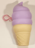 Light Purple Ice Cream Cone 6 1/2" Silicone Purse Key Chain Clip On