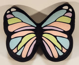 Colorful Butterfly Shaped Black 10" x 12" Tall Toy Stuffed Plush Pillow