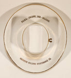 Vintage 1968 Hycroft Medicine Hat Alberta B.O.M.A. Calgary 1968 Welcome American Building Maintenance Co. Cowboy Hat Shaped 22K Gold Trimmed White Ceramic Pottery Ashtray