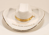 Vintage 1968 Hycroft Medicine Hat Alberta B.O.M.A. Calgary 1968 Welcome American Building Maintenance Co. Cowboy Hat Shaped 22K Gold Trimmed White Ceramic Pottery Ashtray