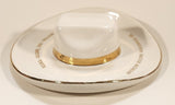 Vintage 1968 Hycroft Medicine Hat Alberta B.O.M.A. Calgary 1968 Welcome American Building Maintenance Co. Cowboy Hat Shaped 22K Gold Trimmed White Ceramic Pottery Ashtray