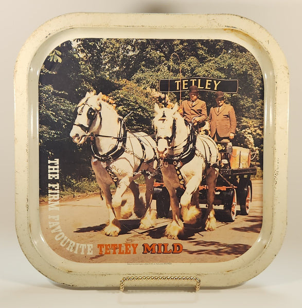 Rare Vintage Wade PDM Avon Tetley The Firm Favourite Tetley Mild White Metal Beverage Serving Tray