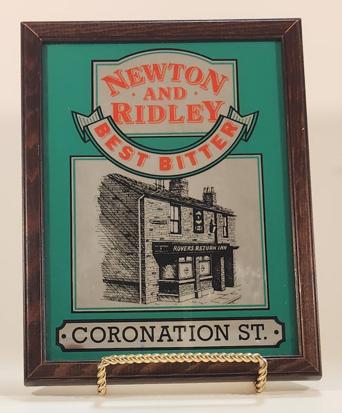 Vintage Newton And Ridley Best Bitter Beer Coronation St. Rovers Return Inn 6 5/8" x 8 5/8" Wood Framed Pub Mirror