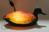 Amber Glass Shelled Bronze Finish Duck Bird Lamp Light