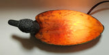 Amber Glass Shelled Bronze Finish Duck Bird Lamp Light