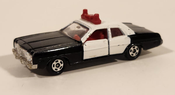 Vintage 1976 Tomy Tomica Dodge Coronet Custom Police Car Black and White 1/74 Scale Die Cast Toy Car Vehicle with Opening Doors