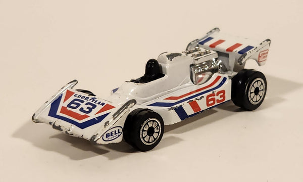 1980 Kenner Fast 111's Formula 1 Indy Race Car #63 Good Year White Die Cast Toy Car Vehicle
