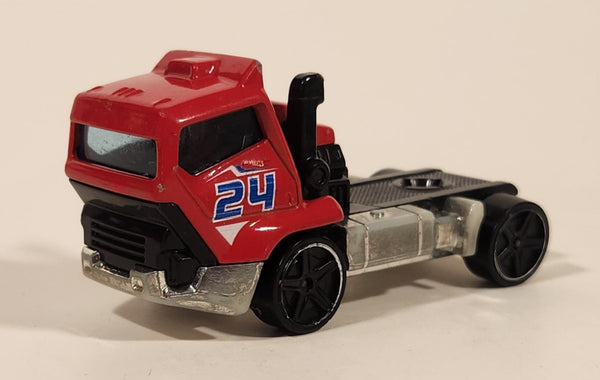 2015 Hot Wheels City Rigs Highway Blast Semi Truck #24 Red Die Cast Toy Car Vehicle
