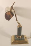 Vintage Green Marble Onyx and Brass 13" Piano Bankers Desk Lamp