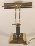 Vintage Green Marble Onyx and Brass 13" Piano Bankers Desk Lamp