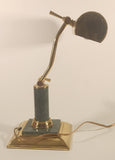 Vintage Green Marble Onyx and Brass 13" Piano Bankers Desk Lamp