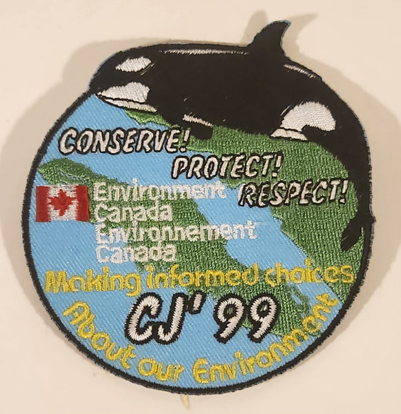 Boy Scouts Environment Canada Making informed choices About our Environment CJ' 99 Conserve! Protect! Respect! Orca and Earth Embroidered Fabric Patch