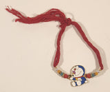 Doraemon Sitting Enamel Metal Pendant Red String Beaded Bracelet
