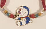 Doraemon Sitting Enamel Metal Pendant Red String Beaded Bracelet