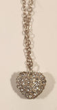 Clear Rhinestone Heart Shaped Pendant Gold Tone Necklace