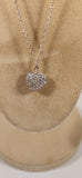 Clear Rhinestone Heart Shaped Pendant Gold Tone Necklace