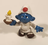 Vintage 1970s Peyo Schleich Sleepy Smurf with Candle 2" Tall PVC Toy Figure