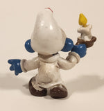 Vintage 1970s Peyo Schleich Sleepy Smurf with Candle 2" Tall PVC Toy Figure